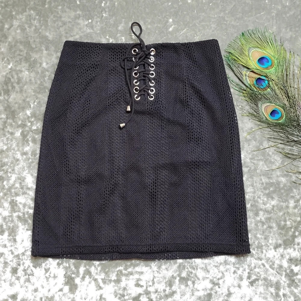 By The Way Lace-Up Mesh Skirt